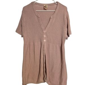Faded Glory Women's Pink Knit Button-Up Cardigan Babydoll Style 3x